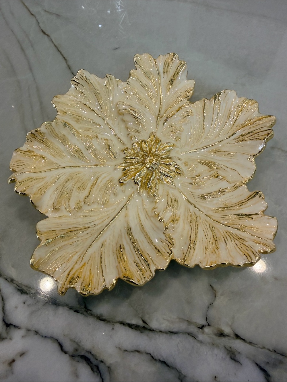 Michael Aram White and Gold Floral Decorative Dish